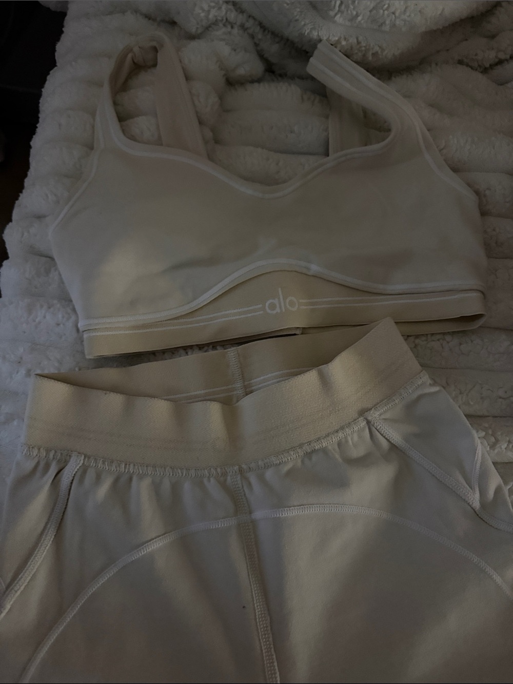 Aritzia Cream Sports Bra and Matching Shorts Set